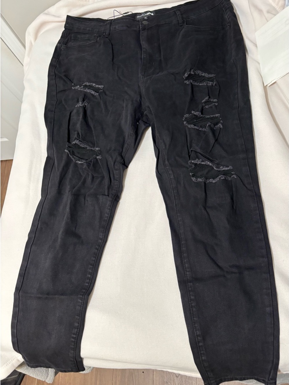 Fashion Nova Black Wash Ripped High Rise Skinny Jeans